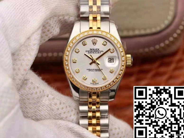 18K Dial Gold 28MM Datejust Silver Lady Rolex Yellow 1123